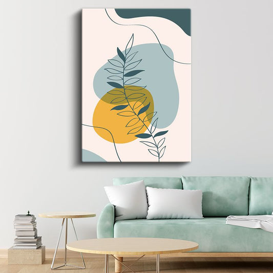 Yaprak Dalları - Pastel Geometrik Desen Kanvas Tablo