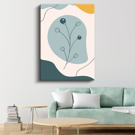 Tomurcuk Dalı - Minimalist Botanik İllüstrasyon Kanvas Tablo