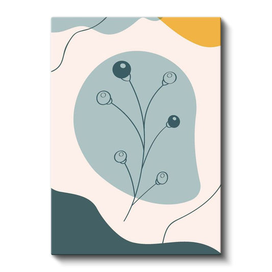 Tomurcuk Dalı - Minimalist Botanik İllüstrasyon Kanvas Tablo