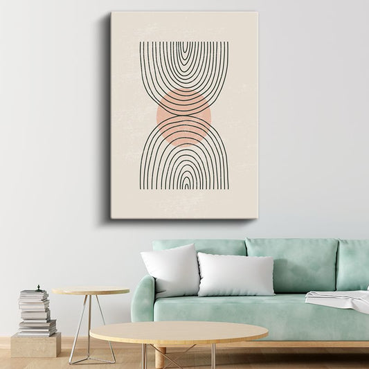 Simetrik Yarım Daireler - İnce Çizgi Sanatı Kanvas Tablo