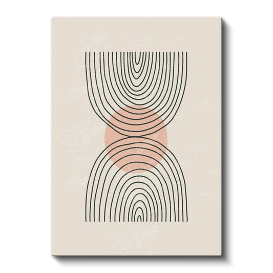 Simetrik Yarım Daireler - İnce Çizgi Sanatı Kanvas Tablo