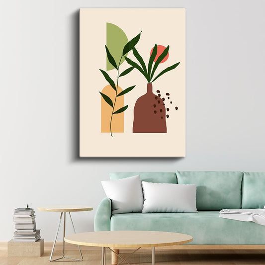 Yaprak Dansı - Modern Saksı Kompozisyonu Kanvas Tablo