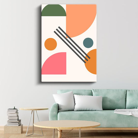 Renkli Diyalog - Minimalist Geometrik Kompozisyon Kanvas Tablo