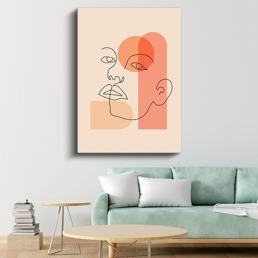 Soyut Yüz - Tek Çizgi Sanatı Kanvas Tablo