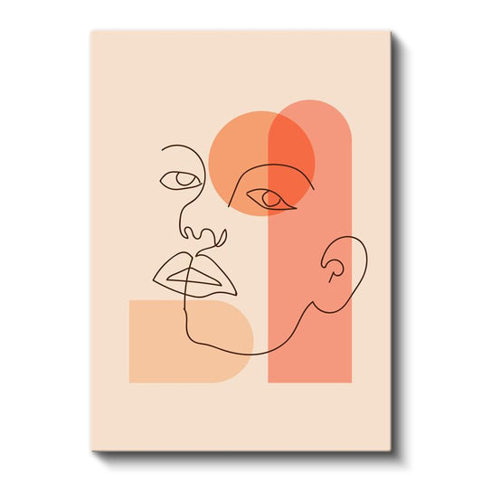 Soyut Yüz - Tek Çizgi Sanatı Kanvas Tablo