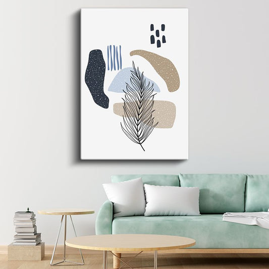 Yaprak Silueti - Geometrik Soyut Desen Kanvas Tablo