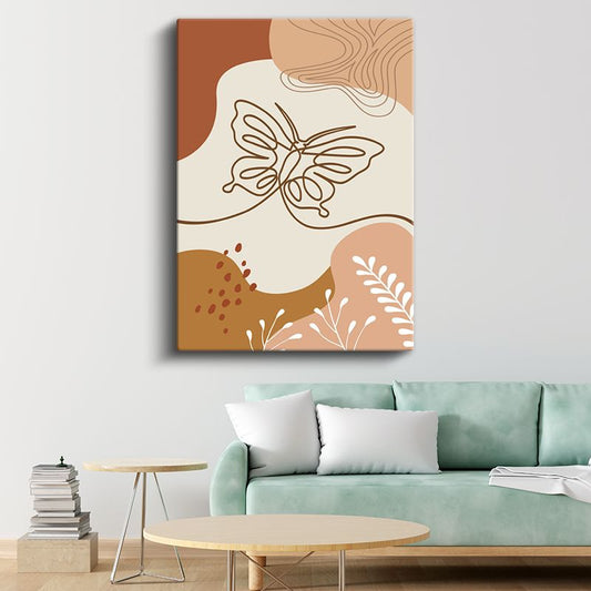 Zarif Kelebek - Minimalist Çizgilerle Doğa Yorumu Kanvas Tablo