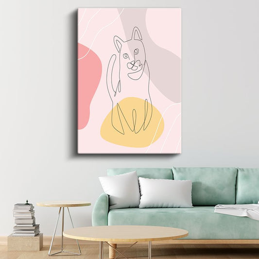 Soyut Kedi - Tek Çizgi Minimalist Hayvan Kanvas Tablo