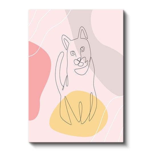 Soyut Kedi - Tek Çizgi Minimalist Hayvan Kanvas Tablo