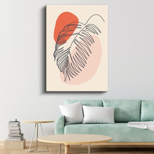 Tropik Yaprak - Modern Çizgisel Botanik Kanvas Tablo