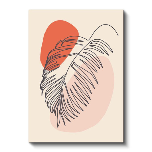 Tropik Yaprak - Modern Çizgisel Botanik Kanvas Tablo