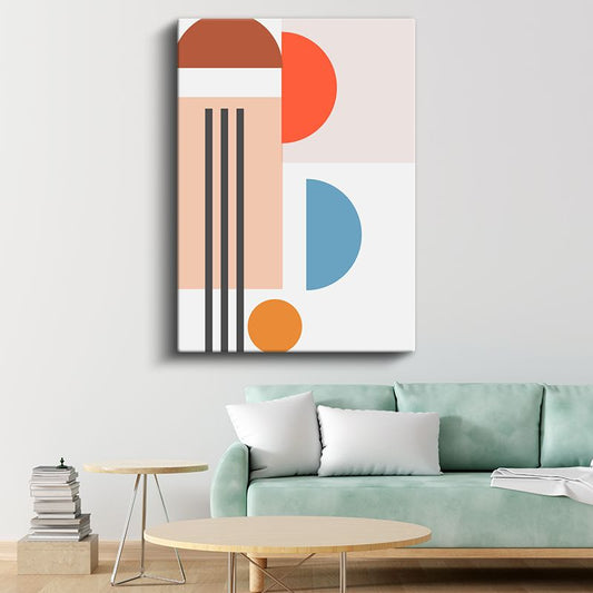 Renkli Yarım Daireler - Modern Geometrik Tasarım Kanvas Tablo