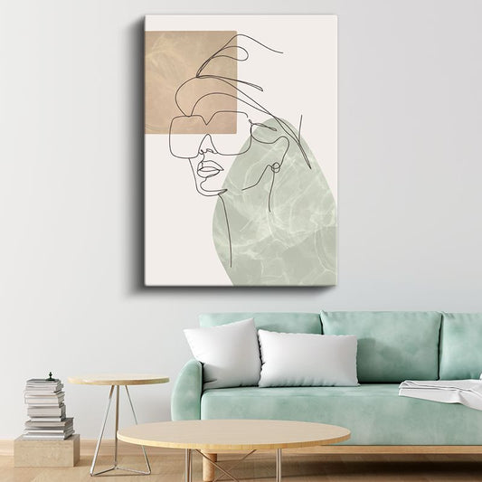 Soyut Portre - Tek Çizgi Tekniğiyle Modern Yüz Kanvas Tablo