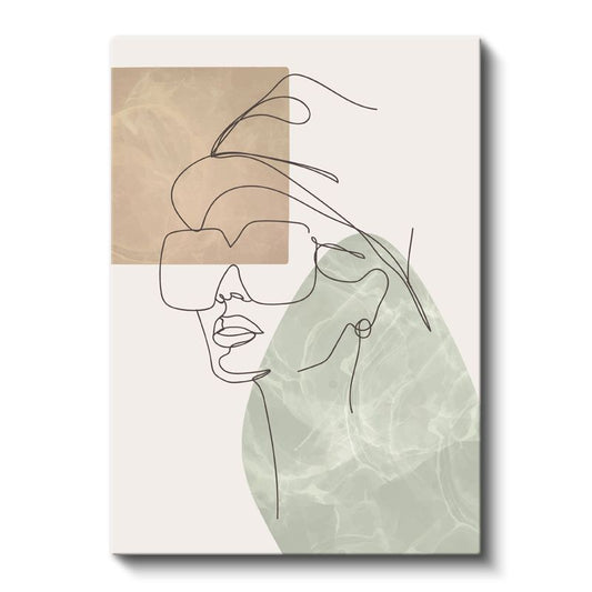 Soyut Portre - Tek Çizgi Tekniğiyle Modern Yüz Kanvas Tablo