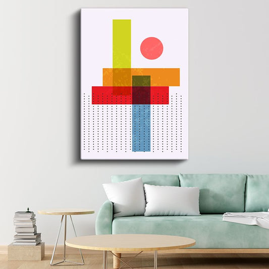 Renkli Katmanlar - Soyut Geometrik Kompozisyon Kanvas Tablo