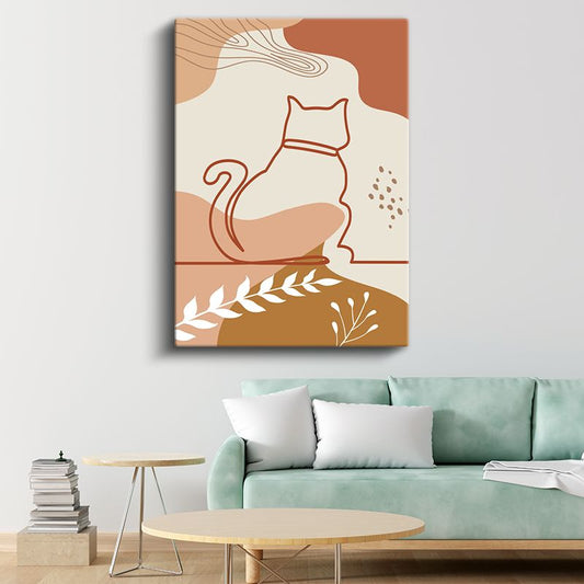Soyut Kedi - Minimalist Çizgi Sanatı Kanvas Tablo