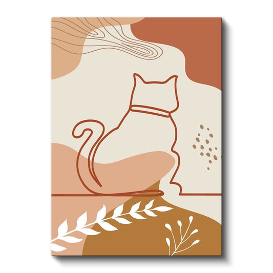 Soyut Kedi - Minimalist Çizgi Sanatı Kanvas Tablo
