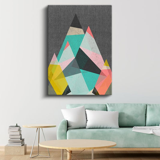 Renkli Üçgenler - Geometrik Dağ Formu Kanvas Tablo