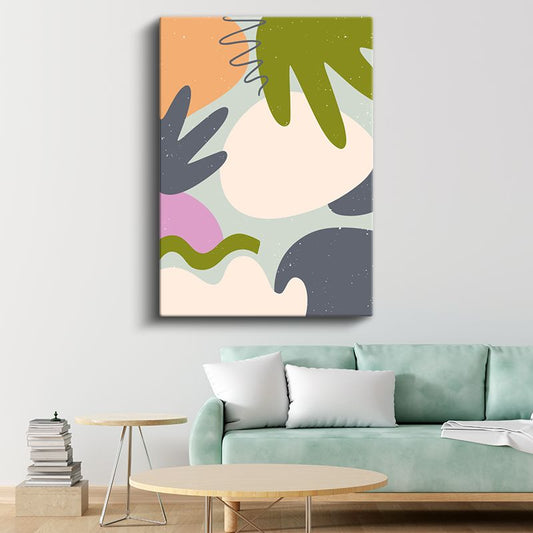 Yaprak Siluetleri - Pastel Soyut Harmoni Kanvas Tablo