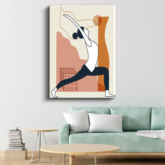 Zarafet Duruşu - Modern Çizgilerle Yoga Pozu Kanvas Tablo