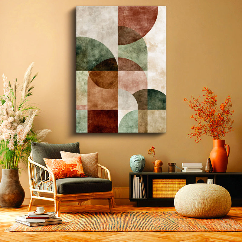Dikey Kanvas Tablo Geometrik Şekiller Soyut Tablo Ev Ofis Duvar Dekoru