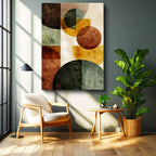 Dikey Kanvas Tablo Yarım Ay Formları Minimalist Soyut Tablo Ev Ofis Duvar Dekoru