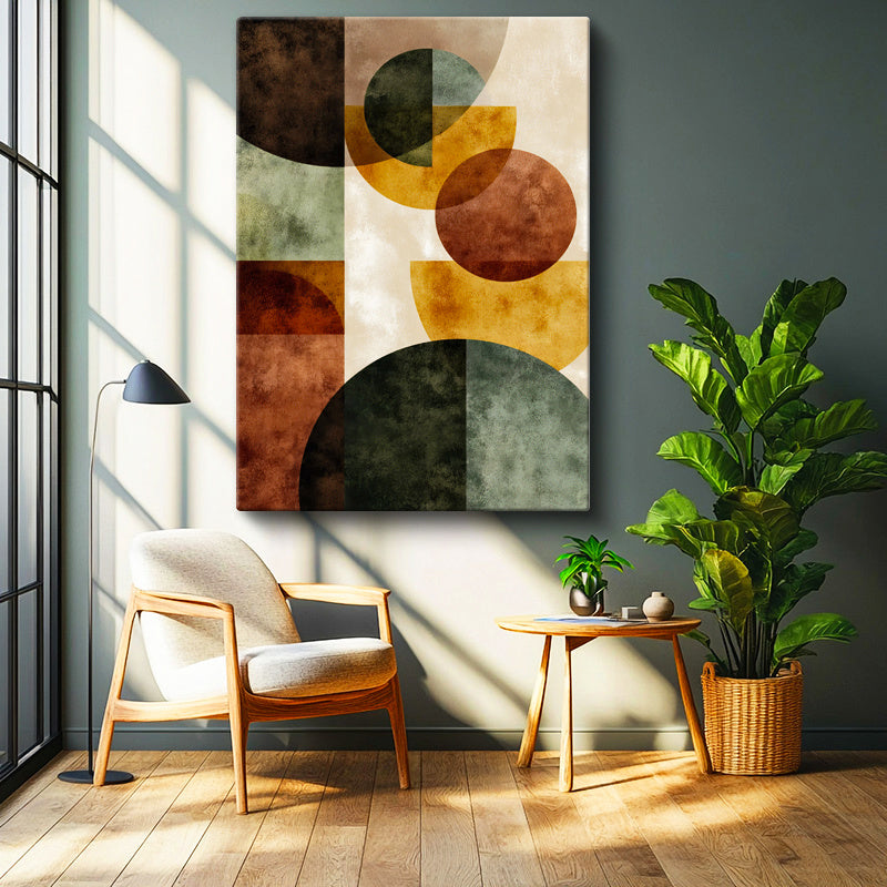 Dikey Kanvas Tablo Yarım Ay Formları Minimalist Soyut Tablo Ev Ofis Duvar Dekoru