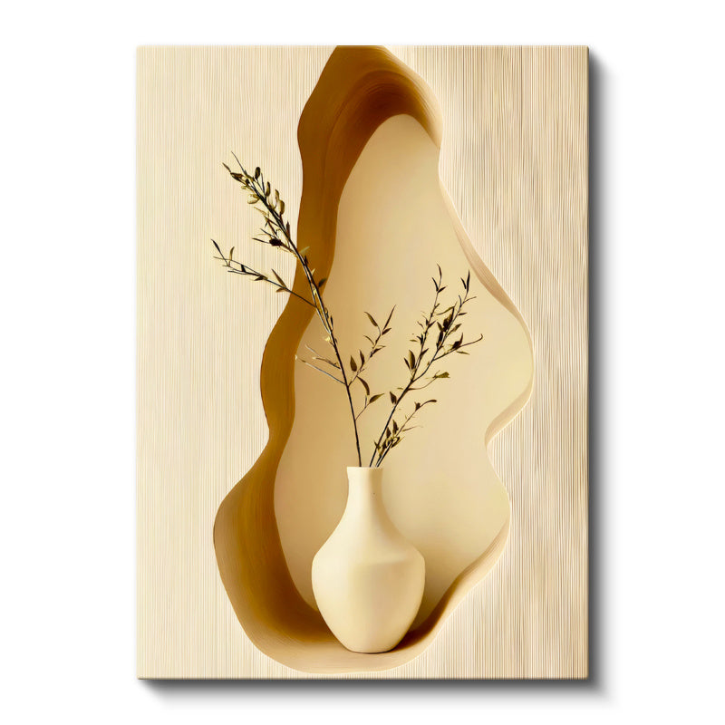 Dikey Kanvas Tablo Seramik Vazo Kuru Çiçek Bohem Tablo Ev Ofis Duvar Dekoru