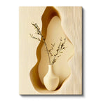 Dikey Kanvas Tablo Seramik Vazo Kuru Çiçek Bohem Tablo Ev Ofis Duvar Dekoru