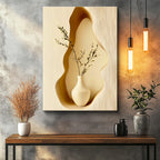 Dikey Kanvas Tablo Seramik Vazo Kuru Çiçek Bohem Tablo Ev Ofis Duvar Dekoru