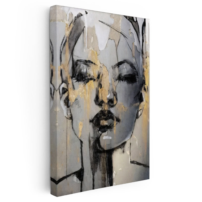 Dikey Kanvas Tablo Kadın Yüzü Silüeti Modern Sanat Tablo Ev Ofis Duvar Dekoru