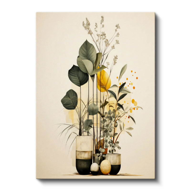 Dikey Kanvas Tablo Büyük Yapraklı Bitkiler Botanik Tablo Ev Ofis Duvar Dekoru