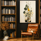 Dikey Kanvas Tablo Büyük Yapraklı Bitkiler Botanik Tablo Ev Ofis Duvar Dekoru