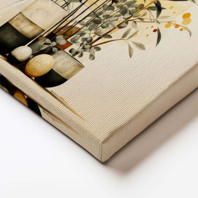 Dikey Kanvas Tablo Büyük Yapraklı Bitkiler Botanik Tablo Ev Ofis Duvar Dekoru