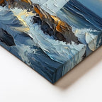 Dikey Kanvas Tablo Dalgalı Deniz Feneri Kabartma Görünümlü Tablo Ev Ofis Duvar Dekoru