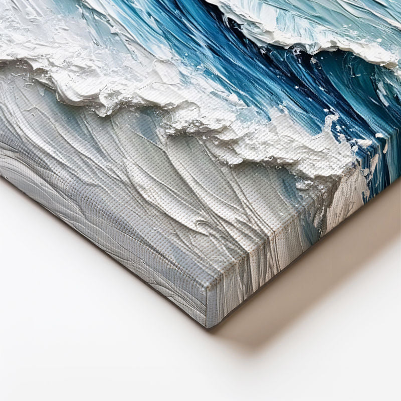 Dikey Kanvas Tablo Dalgalı Deniz Yelkenli Kabartma Görünümlü Tablo Ev Ofis Duvar Dekoru