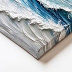 Dikey Kanvas Tablo Dalgalı Deniz Yelkenli Kabartma Görünümlü Tablo Ev Ofis Duvar Dekoru