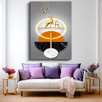 Dikey Kanvas Tablo Altın Geyik ve Geometri Modern Sanat Tablosu Ev Ofis Duvar Dekoru