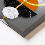 Dikey Kanvas Tablo Altın Geyik ve Geometri Modern Sanat Tablosu Ev Ofis Duvar Dekoru