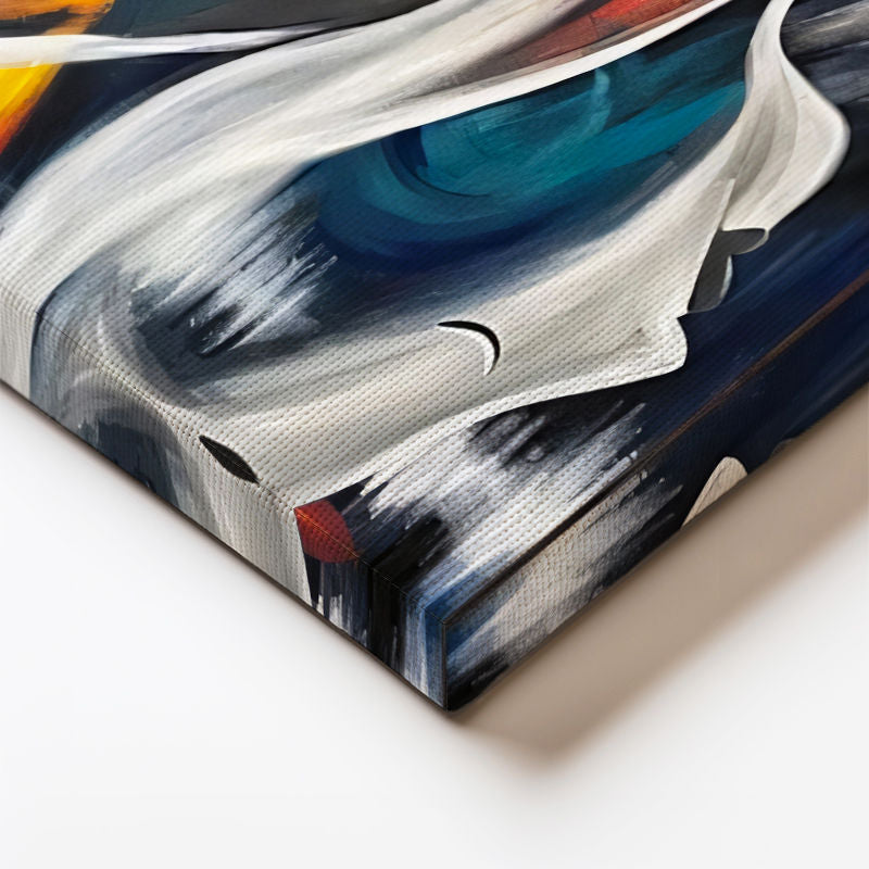 Dikey Kanvas Tablo Renkli Girdap Yüz Profili Modern Soyut Tablo Ev Ofis Duvar Dekoru