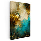 Dikey Kanvas Tablo Altın Parçacıklı Çiçek Dokusu Soyut Tablo Ev Ofis Duvar Dekoru