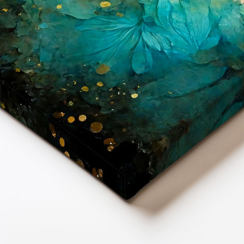 Dikey Kanvas Tablo Altın Parçacıklı Çiçek Dokusu Soyut Tablo Ev Ofis Duvar Dekoru