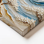 Dikey Kanvas Tablo Bahar Dalı ve Dağ Manzarası Kabartma Görünümlü Tablu Ev Ofis Duvar Dekoru