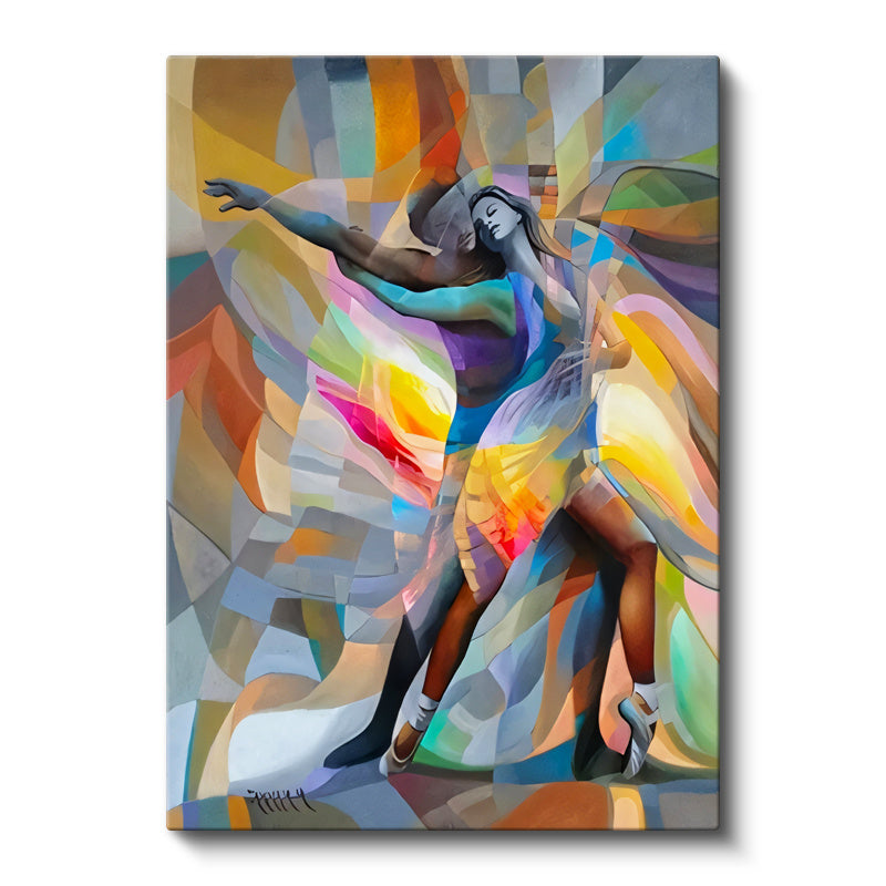 Dikey Kanvas Tablo Dans Eden Çift Figüratif Soyut Tablo Ev Ofis Duvar Dekoru