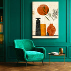 Dikey Kanvas Tablo Yüz Figürlü Vazolar Bohem Tablo Ev Ofis Duvar Dekoru