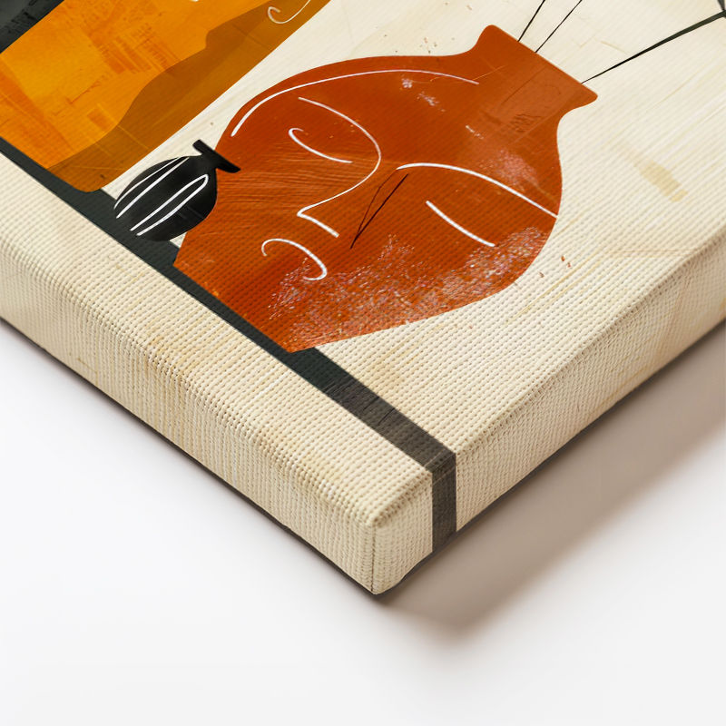 Dikey Kanvas Tablo Yüz Figürlü Vazolar Bohem Tablo Ev Ofis Duvar Dekoru