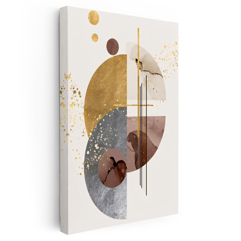 Dikey Kanvas Tablo Altın Halkalı Geometri Modern Soyut Tablo Ev Ofis Duvar Dekoru