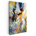 Dikey Kanvas Tablo Heykel ve Keman Çalan Kadın Sanat Tablosu Ev Ofis Duvar Dekoru