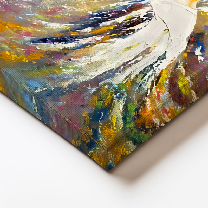 Dikey Kanvas Tablo Heykel ve Keman Çalan Kadın Sanat Tablosu Ev Ofis Duvar Dekoru