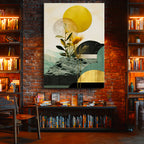 Dikey Kanvas Tablo Gökyüzü ve Bitki Formu Modern Soyut Tablo Ev Ofis Duvar Dekoru